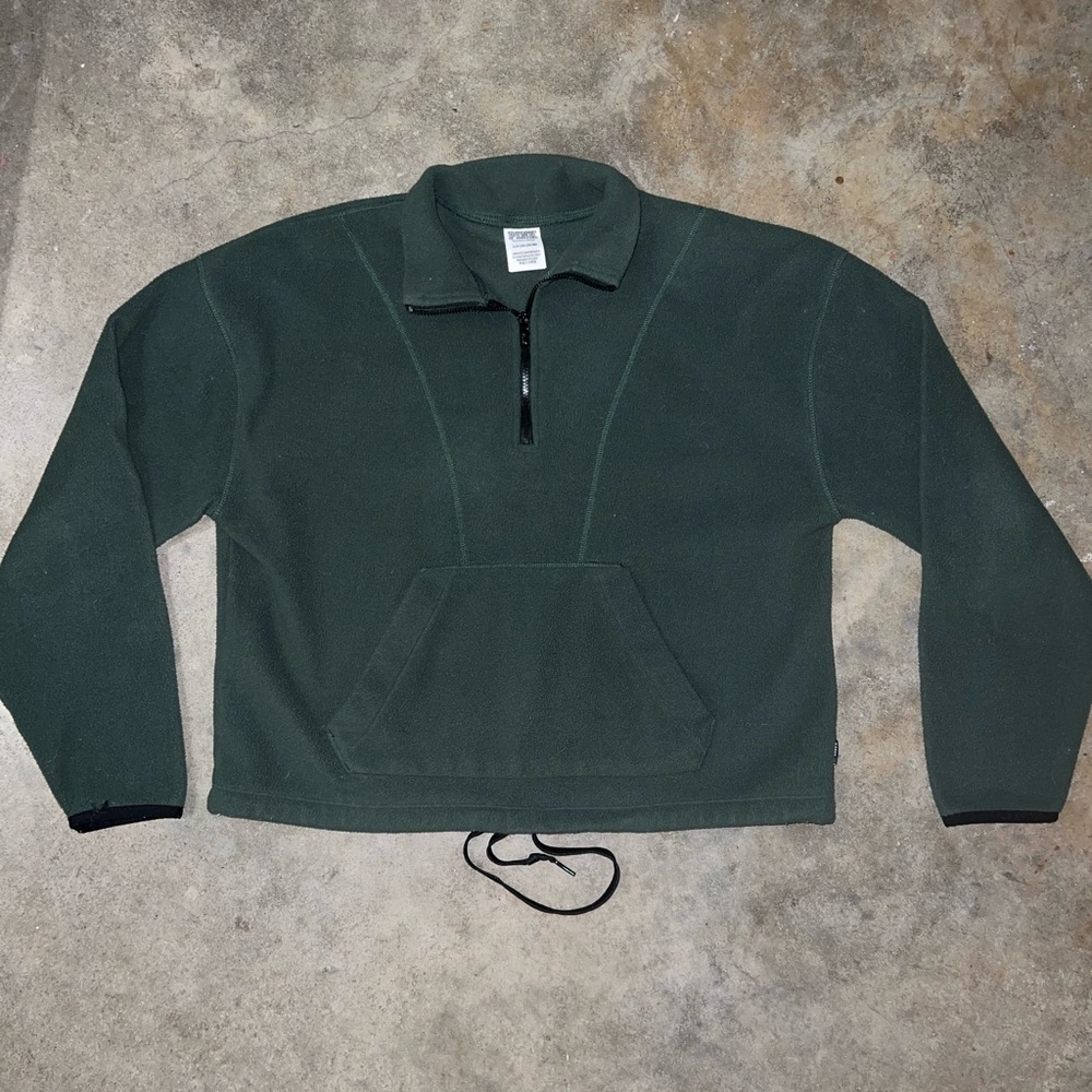 PINK Victoria's Secret Forest Green Zip-Up Sweater